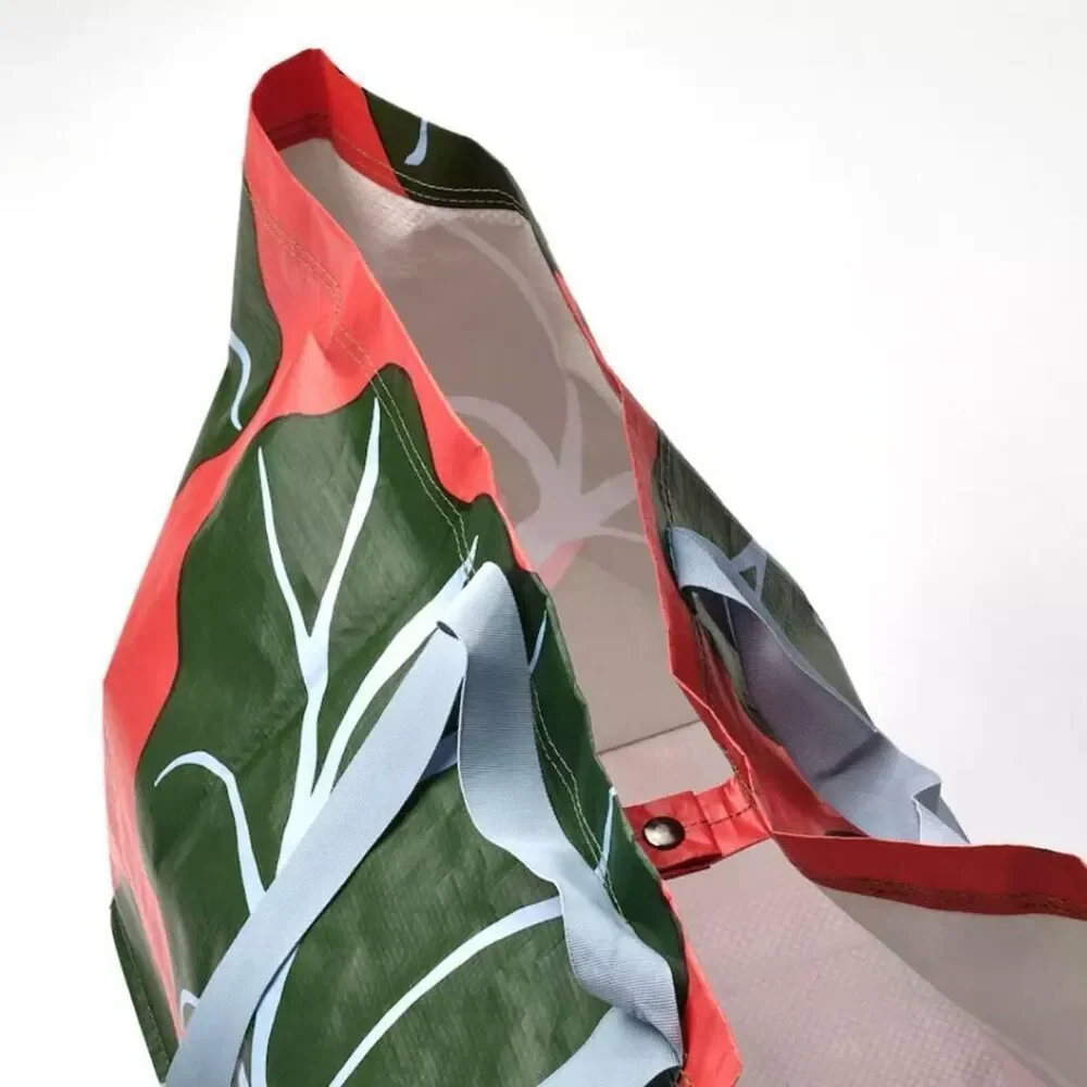 Marimekko IKEA‎ BASTUA Tote Large Red Green Rhubarb Leaf Reusable Shopping Tote